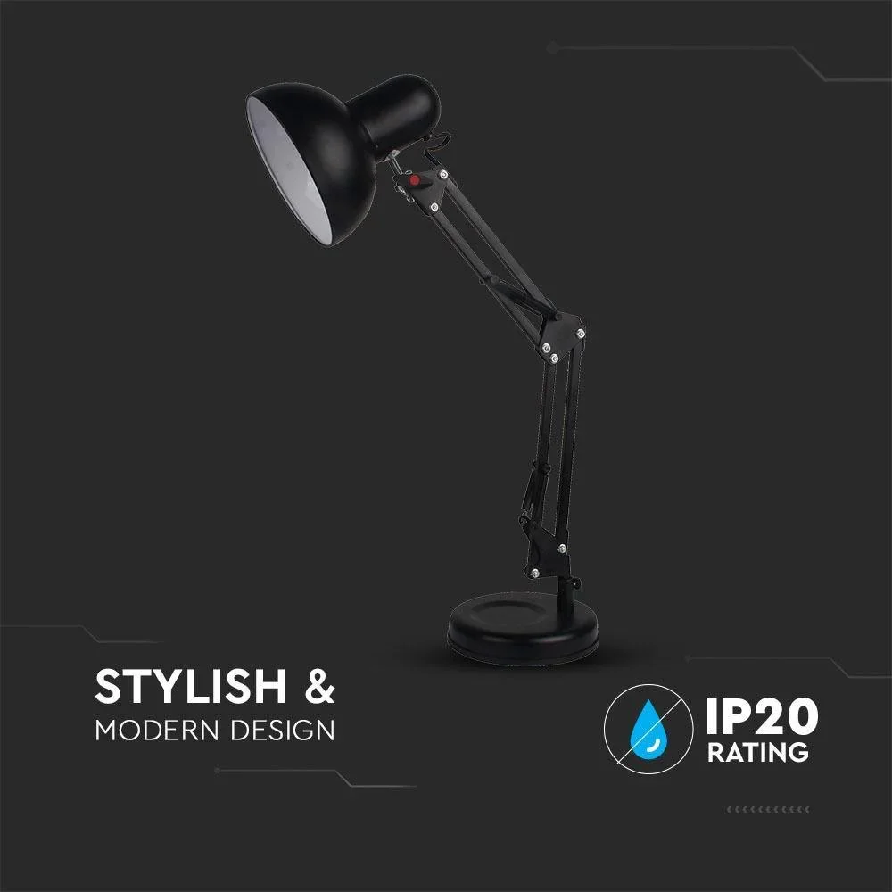 VT-7512 Schreibtischleuchte - Tischleuchte mit verstellbarem Arm - schwarz - E27 - 4
