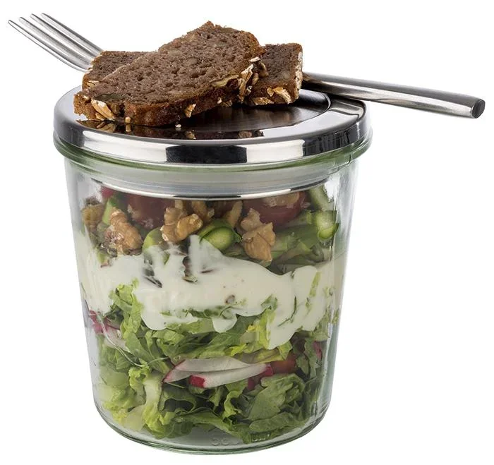 Weck-Gläser mit APS Deckel 2-er Set: 2 Gläser: Ø11 cm x 11 cm, Sturzform 580 ml + Edelstahl Deckel mit Silikondichtung - 0