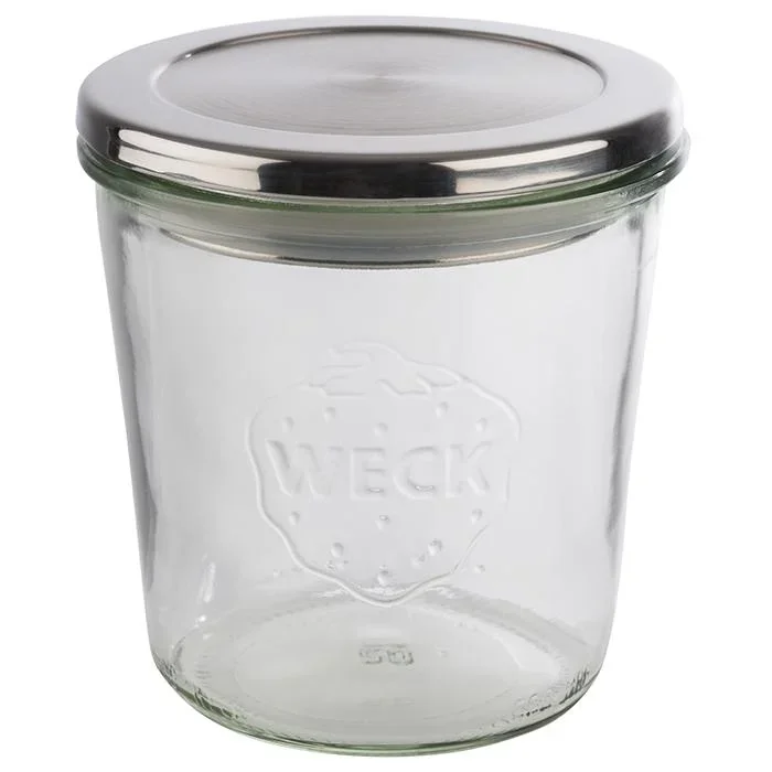 Weck-Gläser mit APS Deckel 2-er Set: 2 Gläser: Ø11 cm x 11 cm, Sturzform 580 ml + Edelstahl Deckel mit Silikondichtung - 1