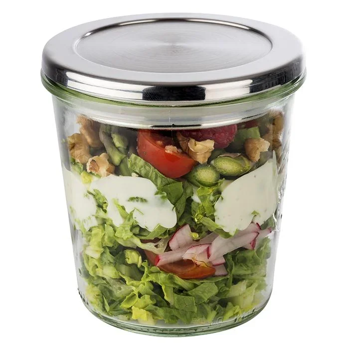 Weck-Gläser mit APS Deckel 2-er Set: 2 Gläser: Ø11 cm x 11 cm, Sturzform 580 ml + Edelstahl Deckel mit Silikondichtung - 2