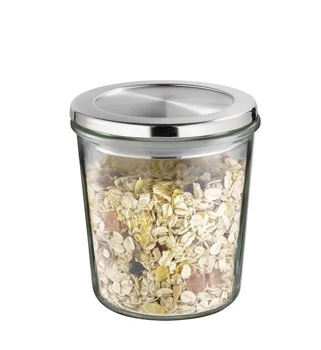 Weck-Gläser mit APS Deckel 2-er Set: 2 Gläser: Ø11 cm x 11 cm, Sturzform 580 ml + Edelstahl Deckel mit Silikondichtung - 3