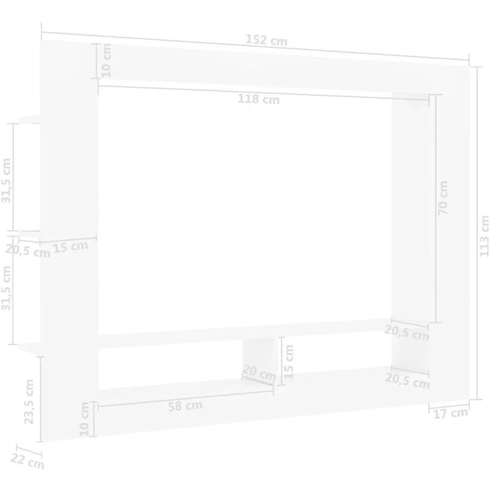 TV-Schrank 152x22x113 cm Spanplatte weiß - 4