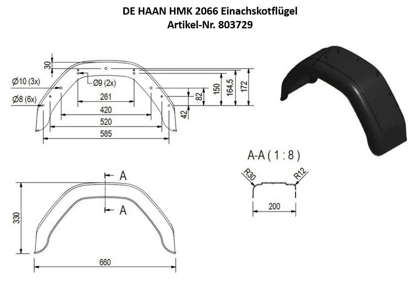 DE HAAN HMK 2066 Einachskotflügel, Spannweite 660 mm - 2