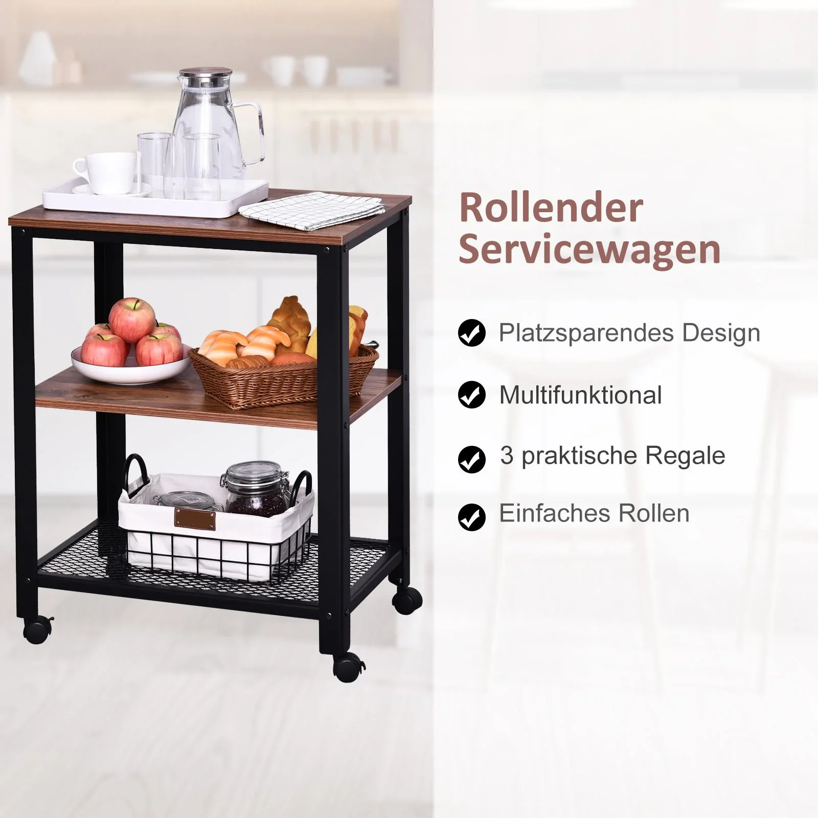 Servierwagen mit 3 Ablageflächen - 1