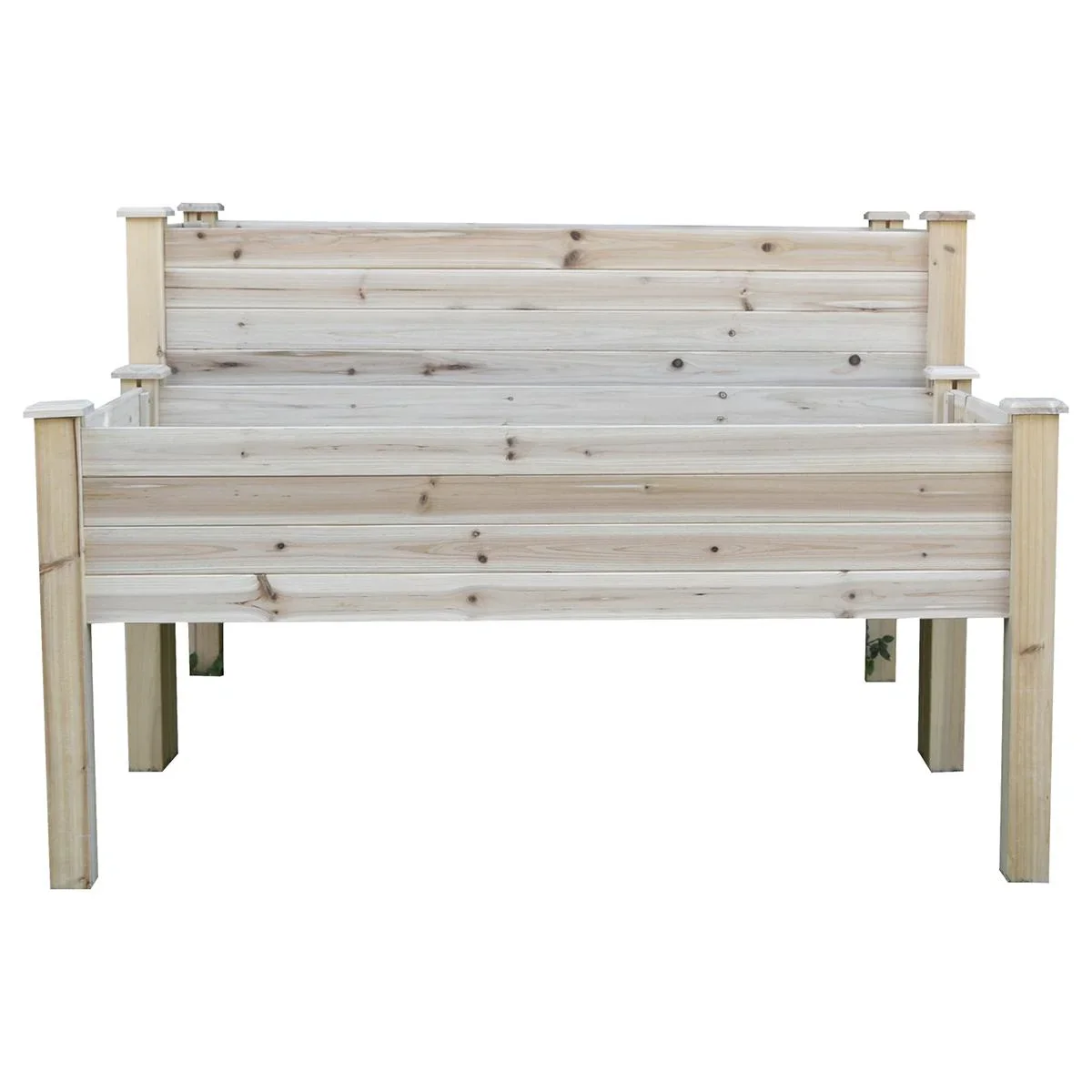 Hochbeet 2 Stufen Frühbeet Kräuterbeet Pflanzkasten mit Abflusslöchern Massivholz Natur 115 x 114 x 76 cm - 0