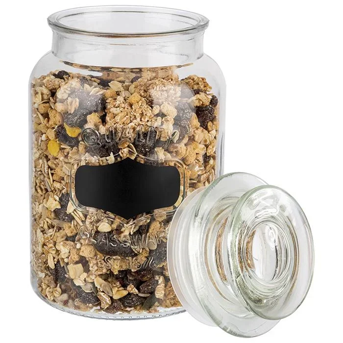 Vorratsglas mit Beschriftungsfeld - Glasbehälter mit 1,2 L - 1