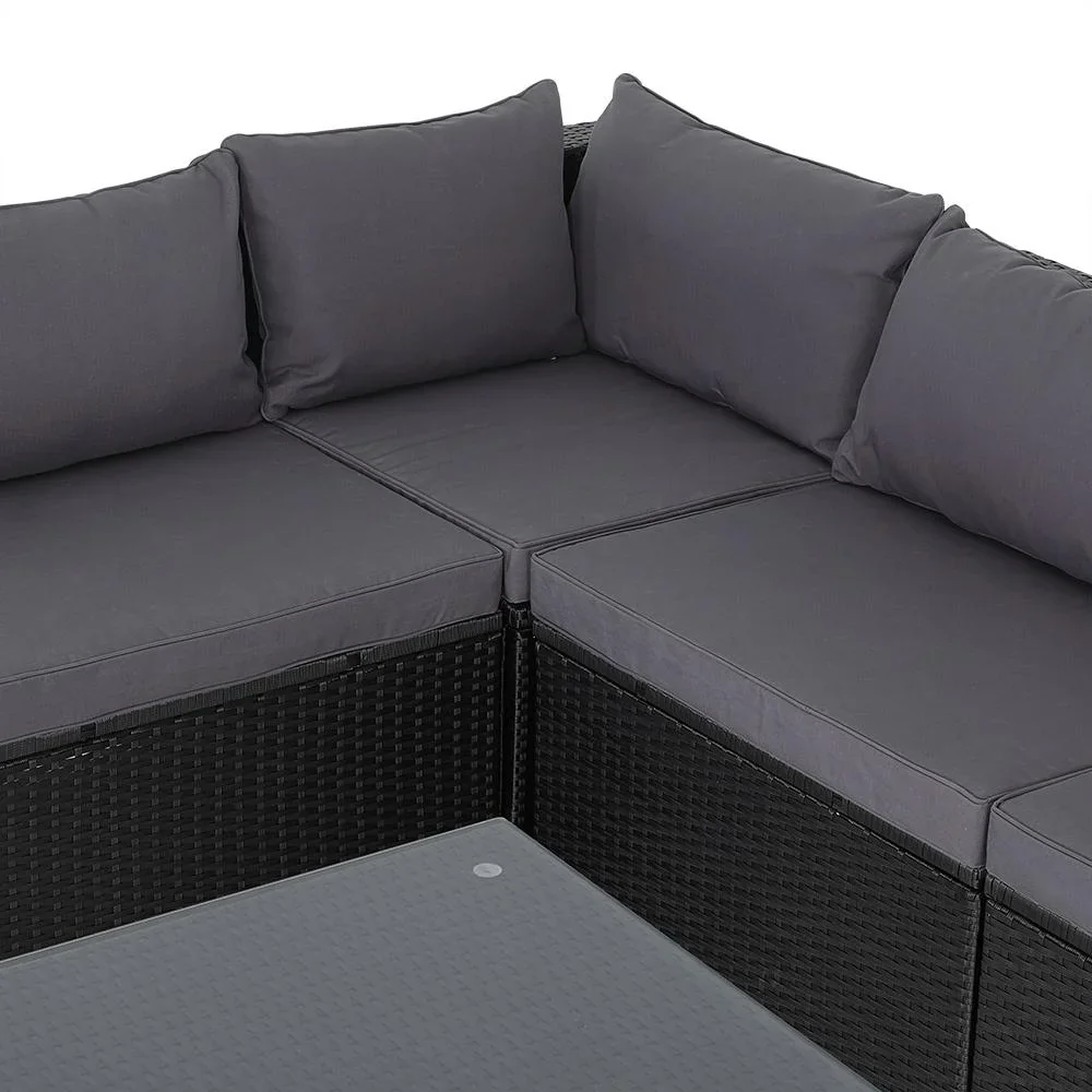 Polyrotan Lounge-Set 16-Sitzer - Schwarz-Anthrazit - 0