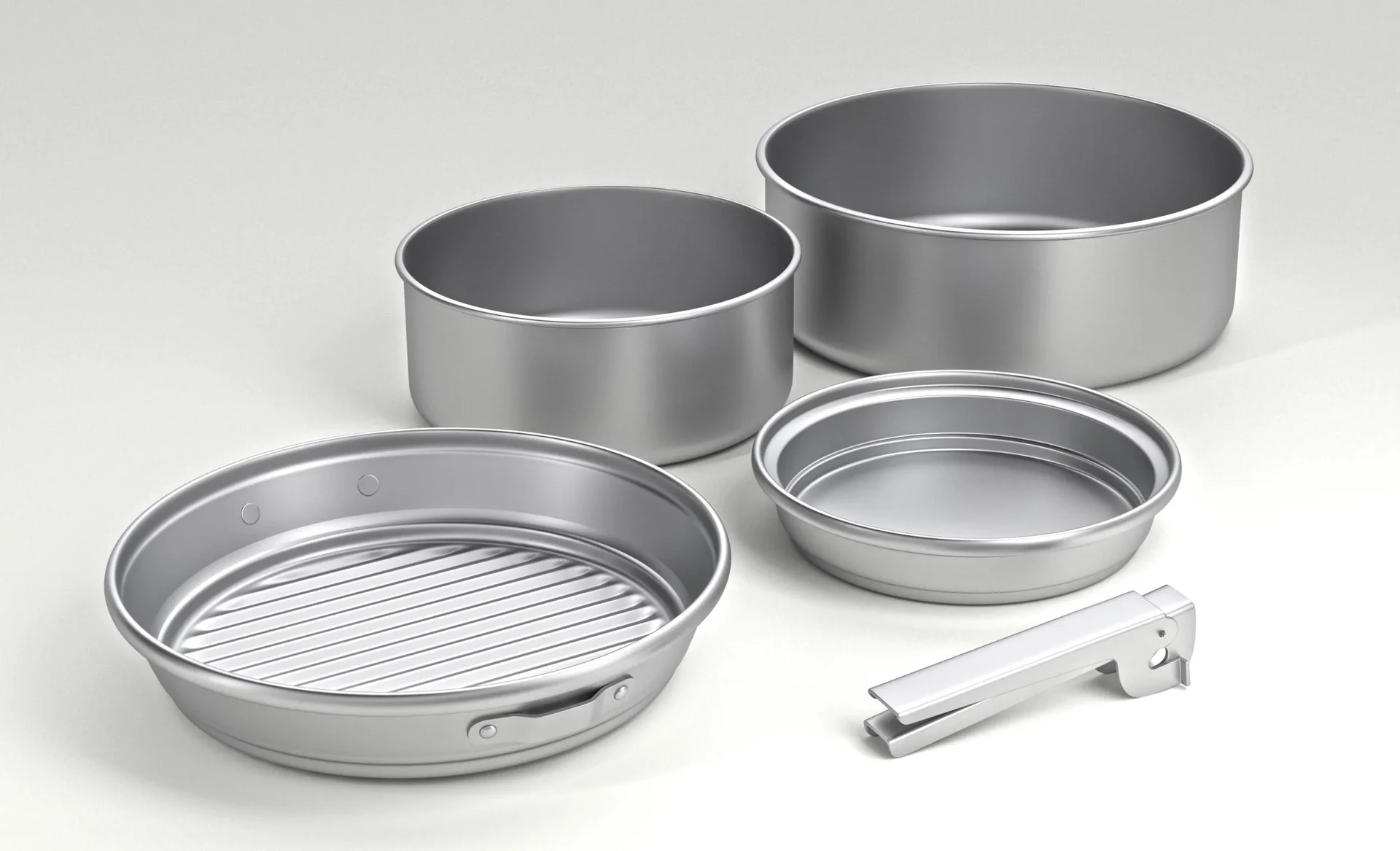 Trekking-Geschirrset aus eloxiertem Aluminium 5-teilig - 0