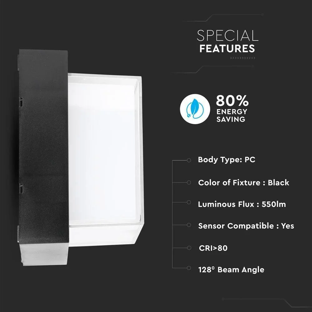 VT-831 LED-Wandleuchte - 7W - 3000K - 400 Lumen - Schwarz - Quadrat - 5