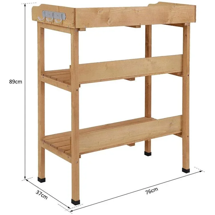 Pflanztisch Gärtnertisch Blumentisch mit Metall Arbeitsfläche Garten Holz - 0