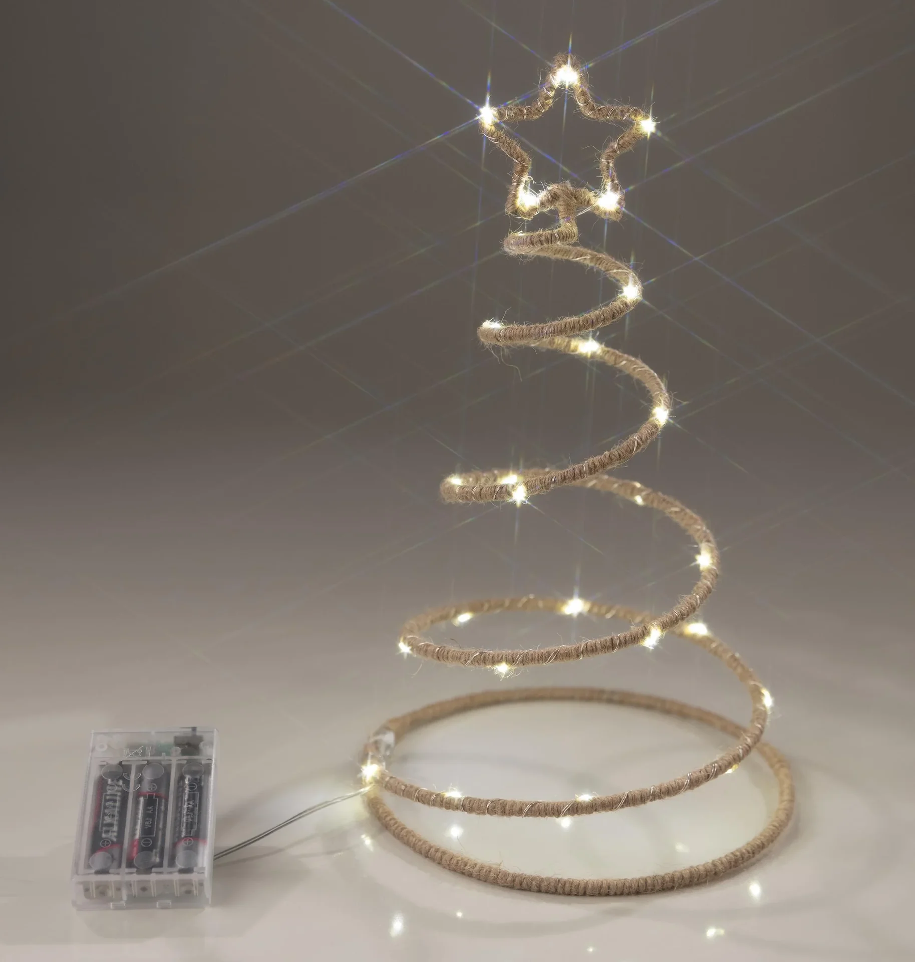 LED Spiral-Tannenbaum aus Hanfseil - 0
