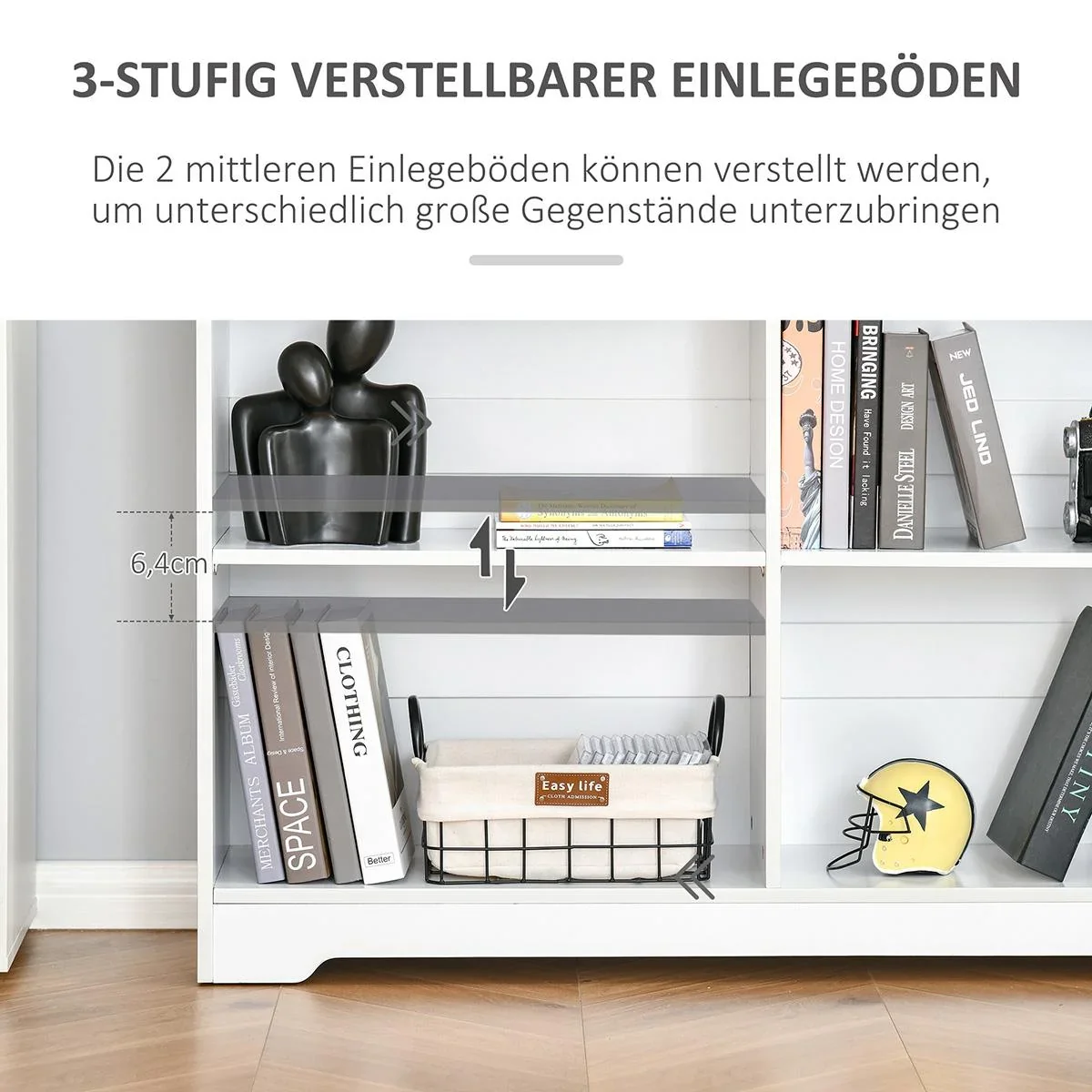 Sideboard Aktenschrank mit Lamellentüren Kleiderschrank Lagerschrank industriell Metall Schrank mit 2 verstellbaren Einl - 4