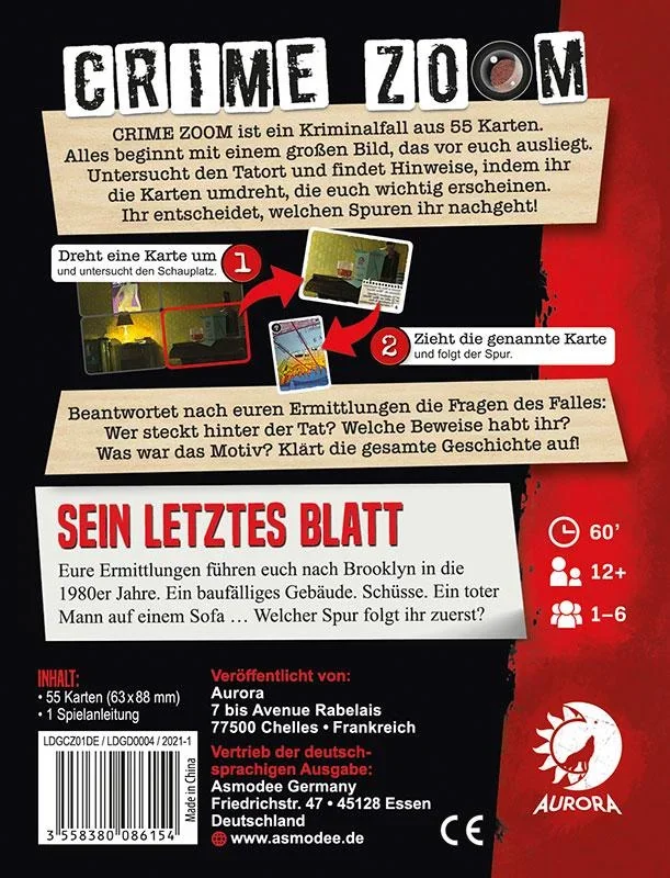 Crime Zoom - Sein letztes Blatt - Krimispiel im Taschenformat - 1