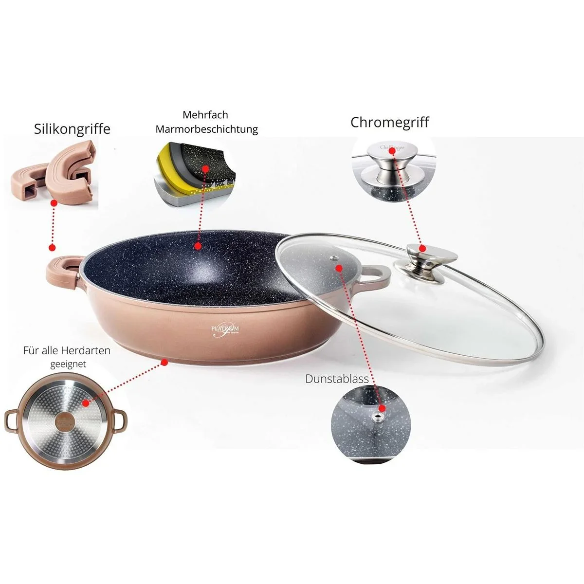 Platin-Bräter - Antihaft - 24cm - Kupfer - 2