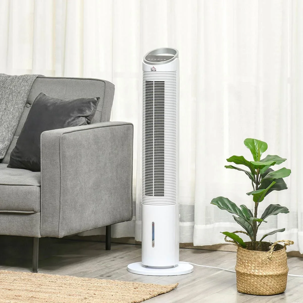 Luftkühler mit Wasserkühlung Fernbedienung Turmventilator Standventilator mit Luftbefeuchtung Klimagerät 8h Timer Nutzun - 0