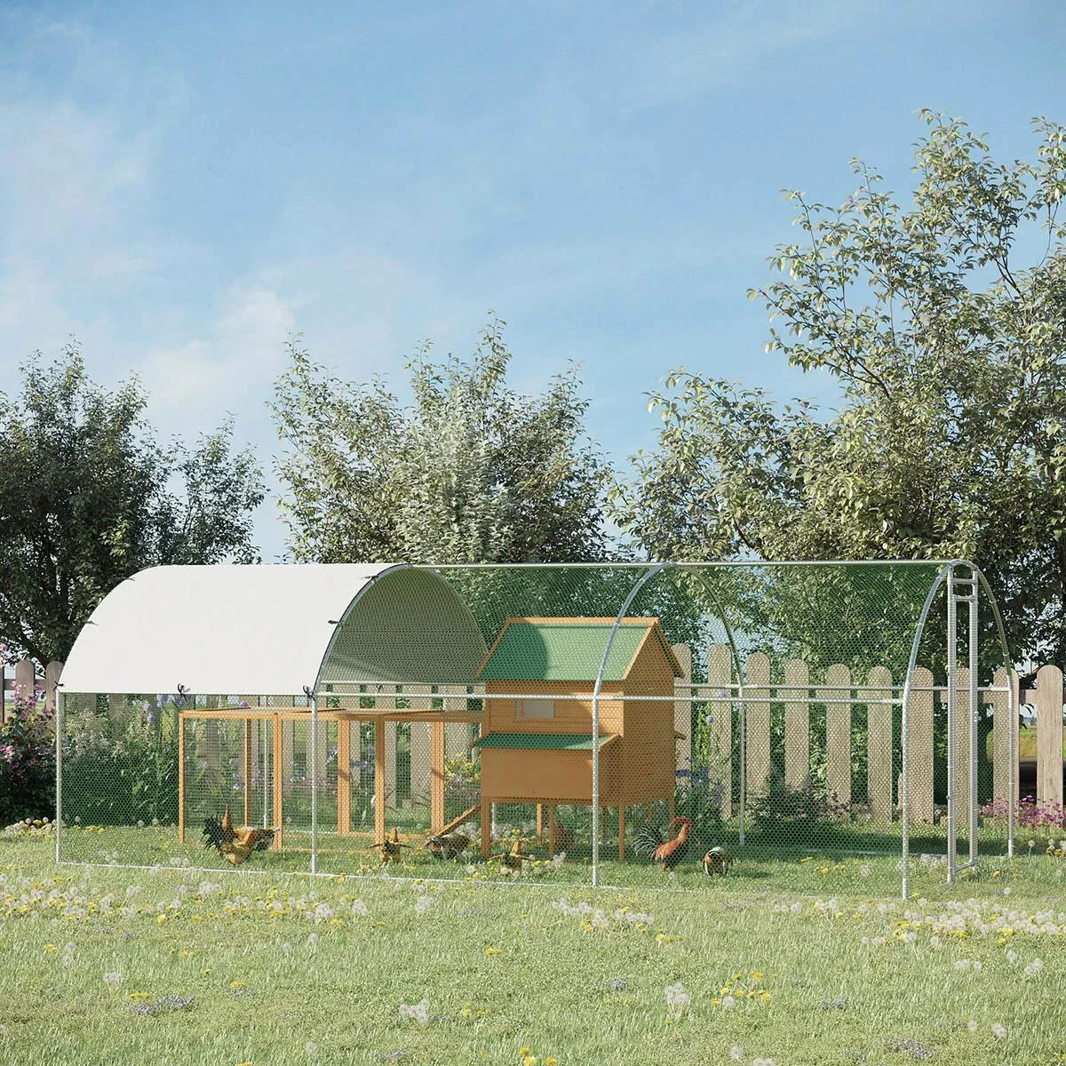 XXL Hühnerstall - verzinkter Stahl - mit Beschattungsanlage - 280 x 570 x 197 cm - 0