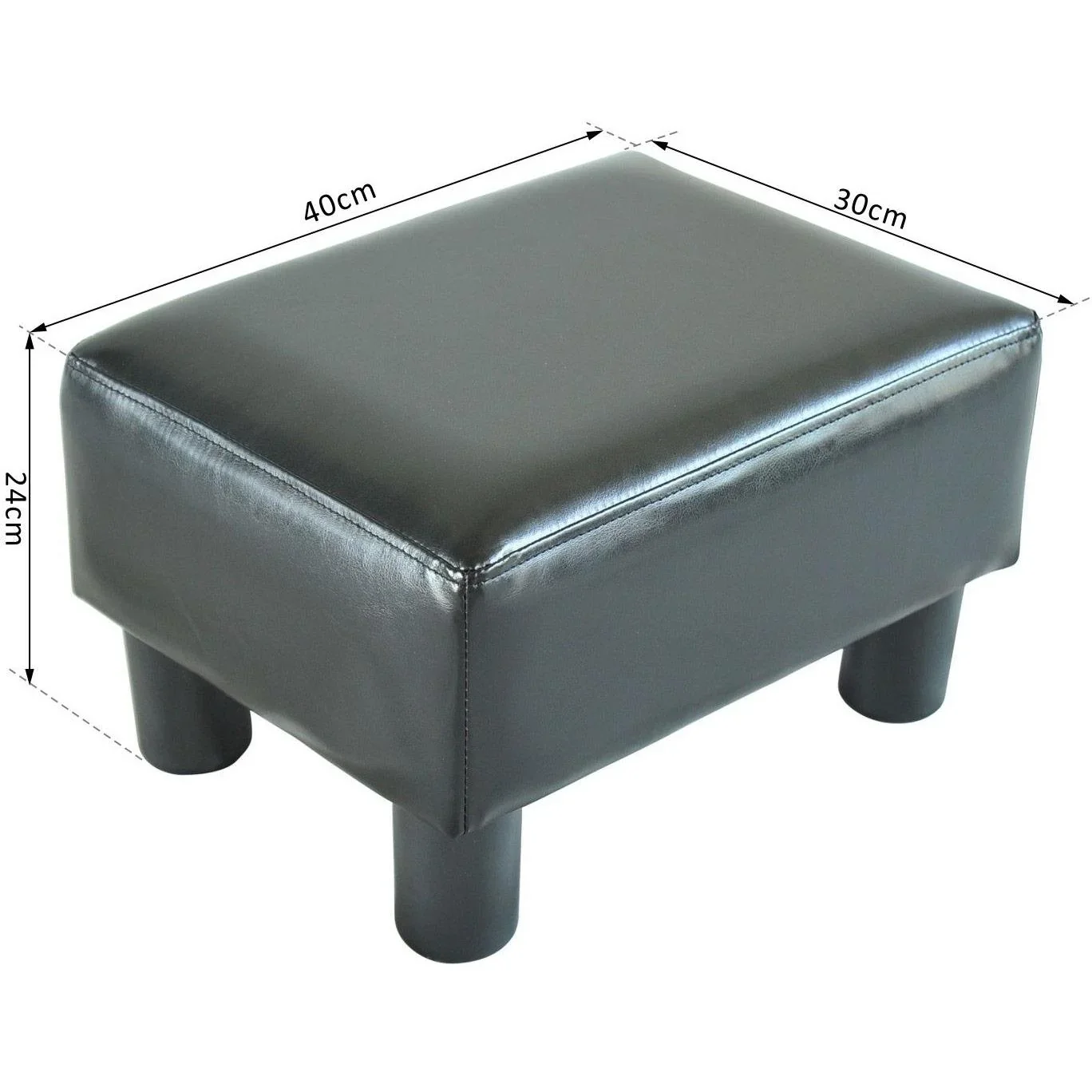 Fußhocker Sitzbank aus Kunstleder schwarz - 2