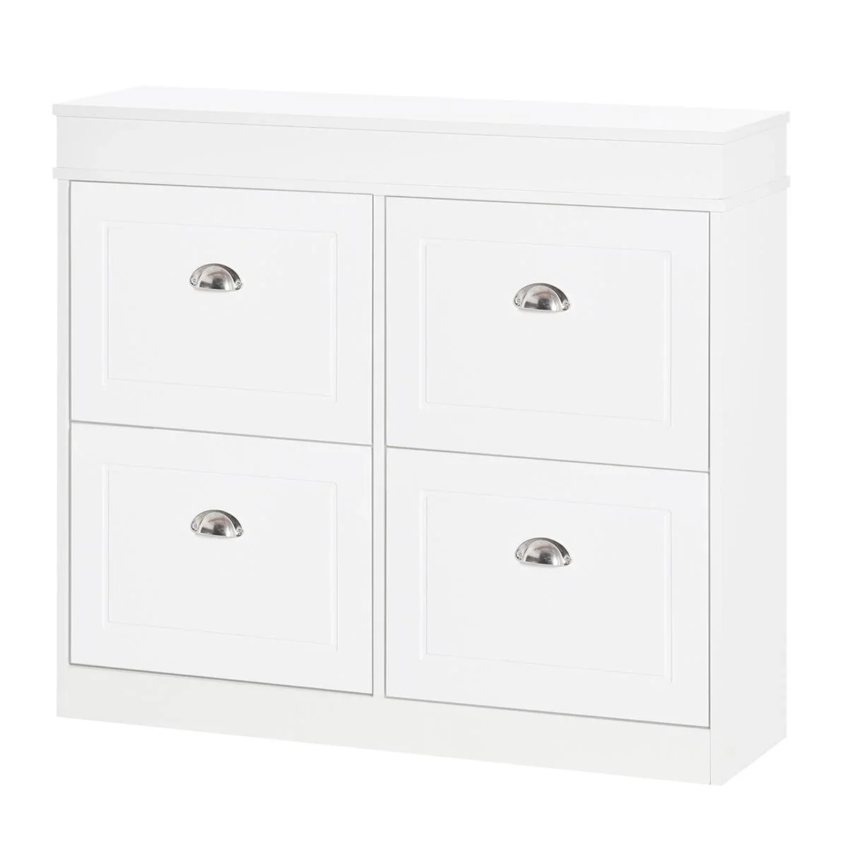 Schuhschrank mit 4 Schubladen modern Einfaches Design Lagerung Schrank Spanplatte MDF Weiß 98 x 24 x 83 cm - 0