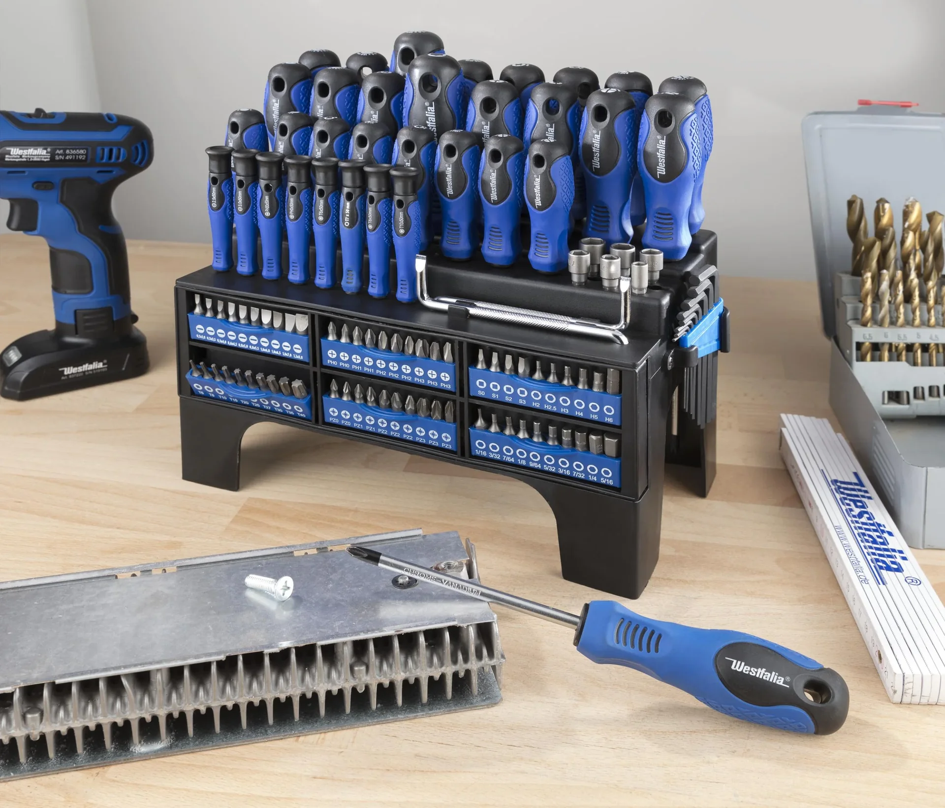 Schraubendreher-und Bit-Satz mit Halterung 109-teilig - 0