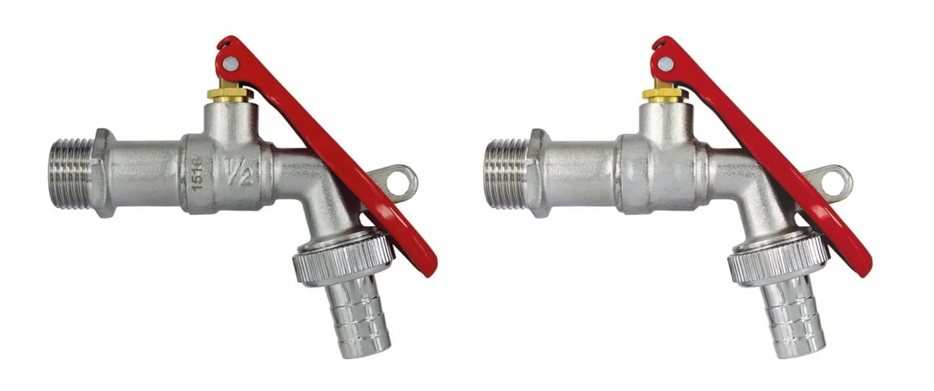 Kugelauslaufventil, abschließbar, roter Griff ohne Schloß, 3/4", vernickelt - 0