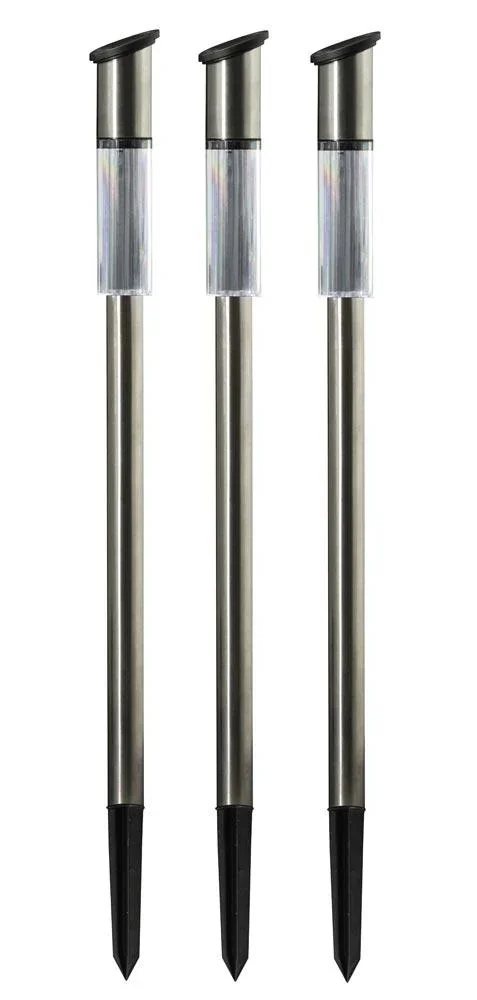 Solar-Gartenlampe, Edelstahl, 3er-Set - 1