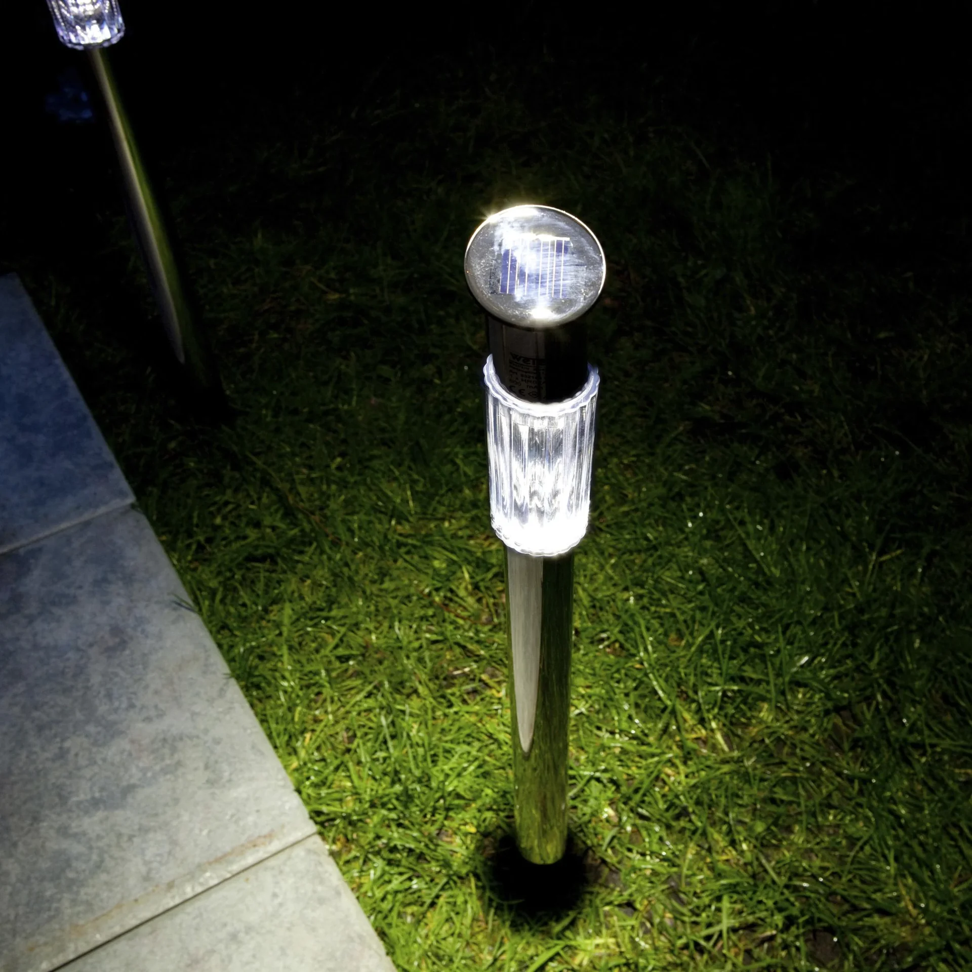 Solar-Gartenlampe, Edelstahl, 3er-Set - 2