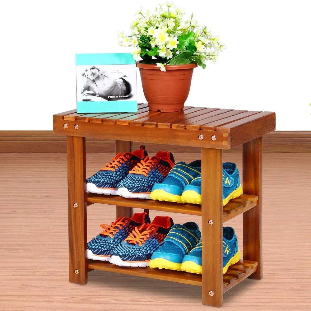 2in1 - Akazienholz-Schuhregal e - 0