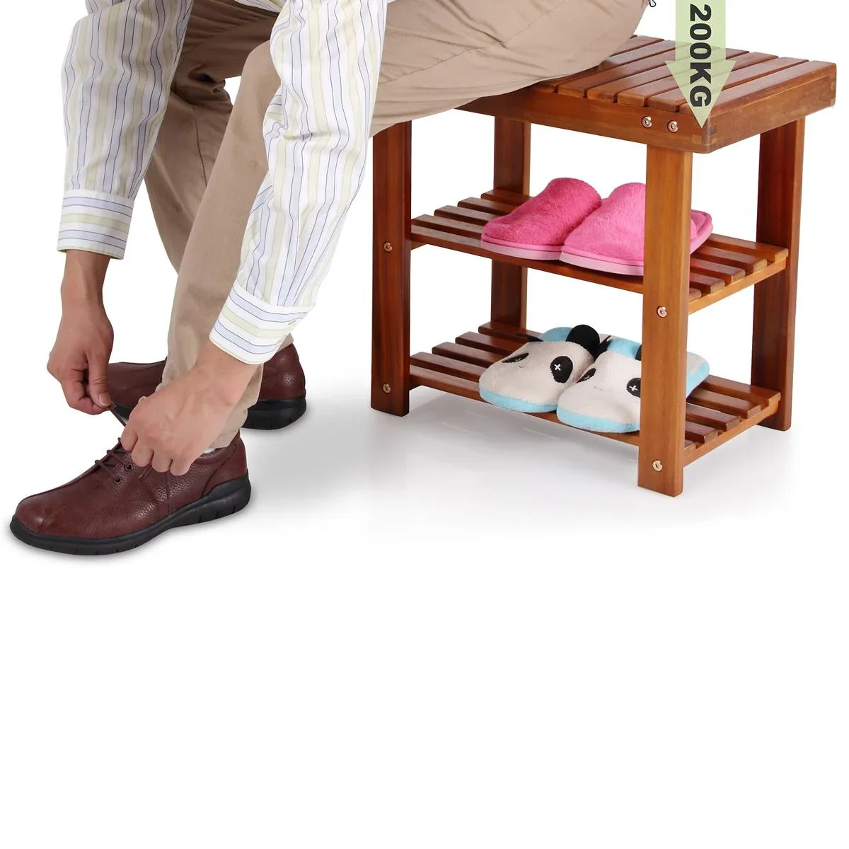 2in1 - Akazienholz-Schuhregal e - 4