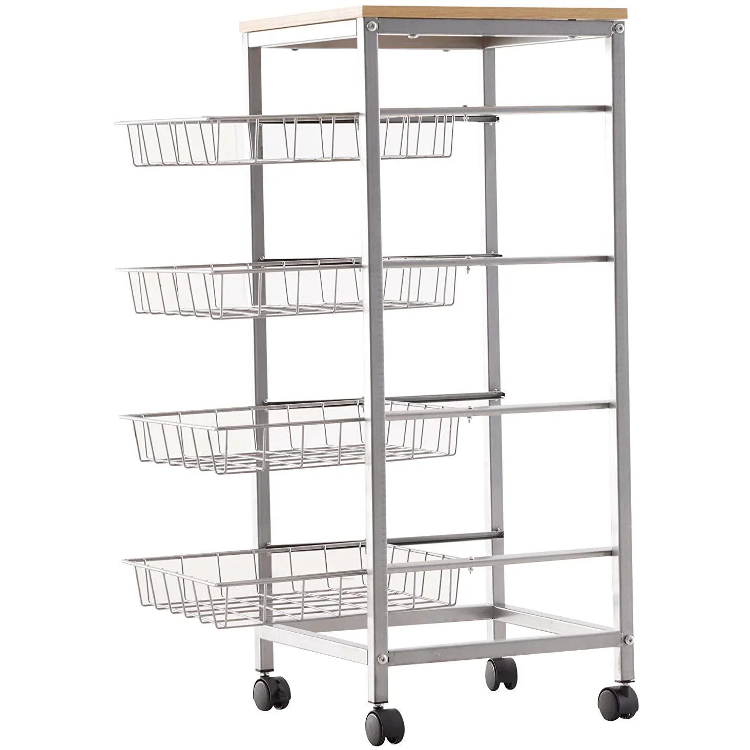 Servierwagen Küchenwagen Beistellwagen Rollwagen 4-stöckig rollbar Weiß - 4