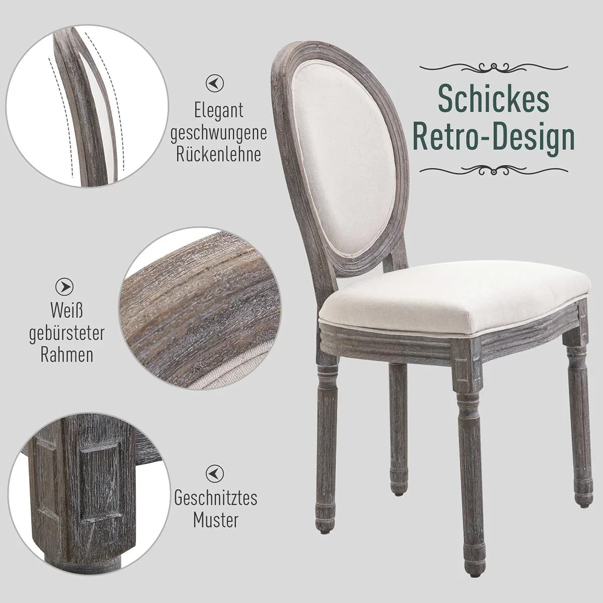 Esszimmerstuhl im 2er Set elfenbeinweiß - 1