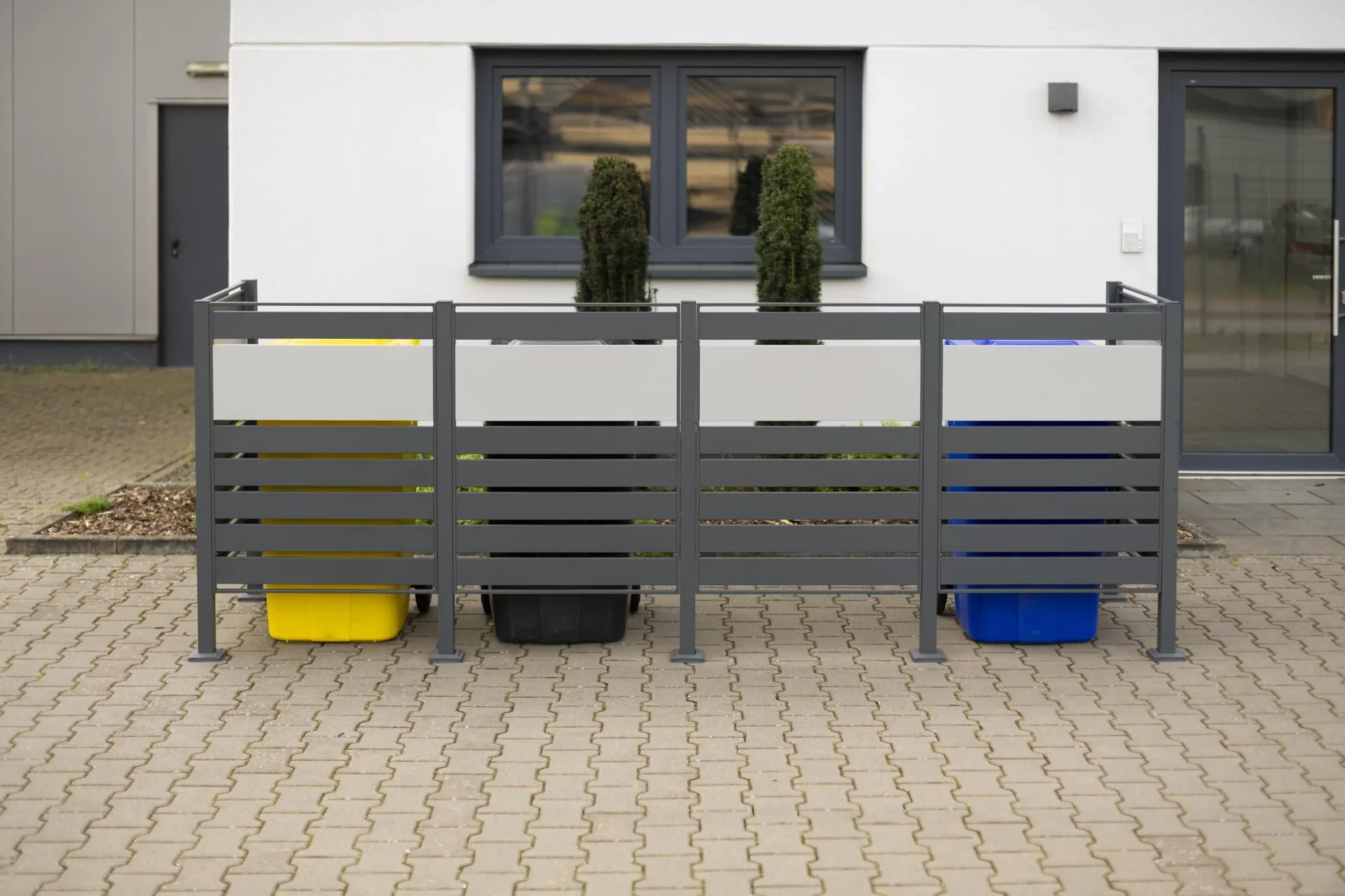 Mülltonnenverkleidung Planum 4er Box, 120 cm, antharzit - 1