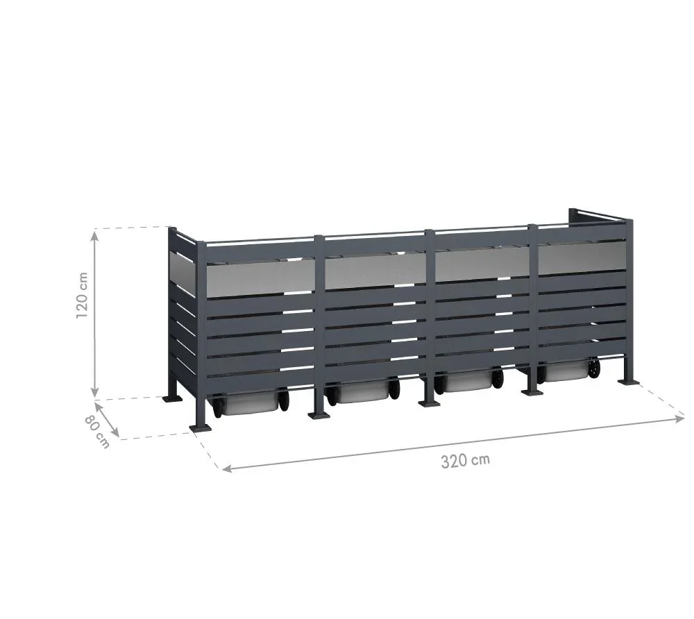 Mülltonnenverkleidung Planum 4er Box, 120 cm, antharzit - 3