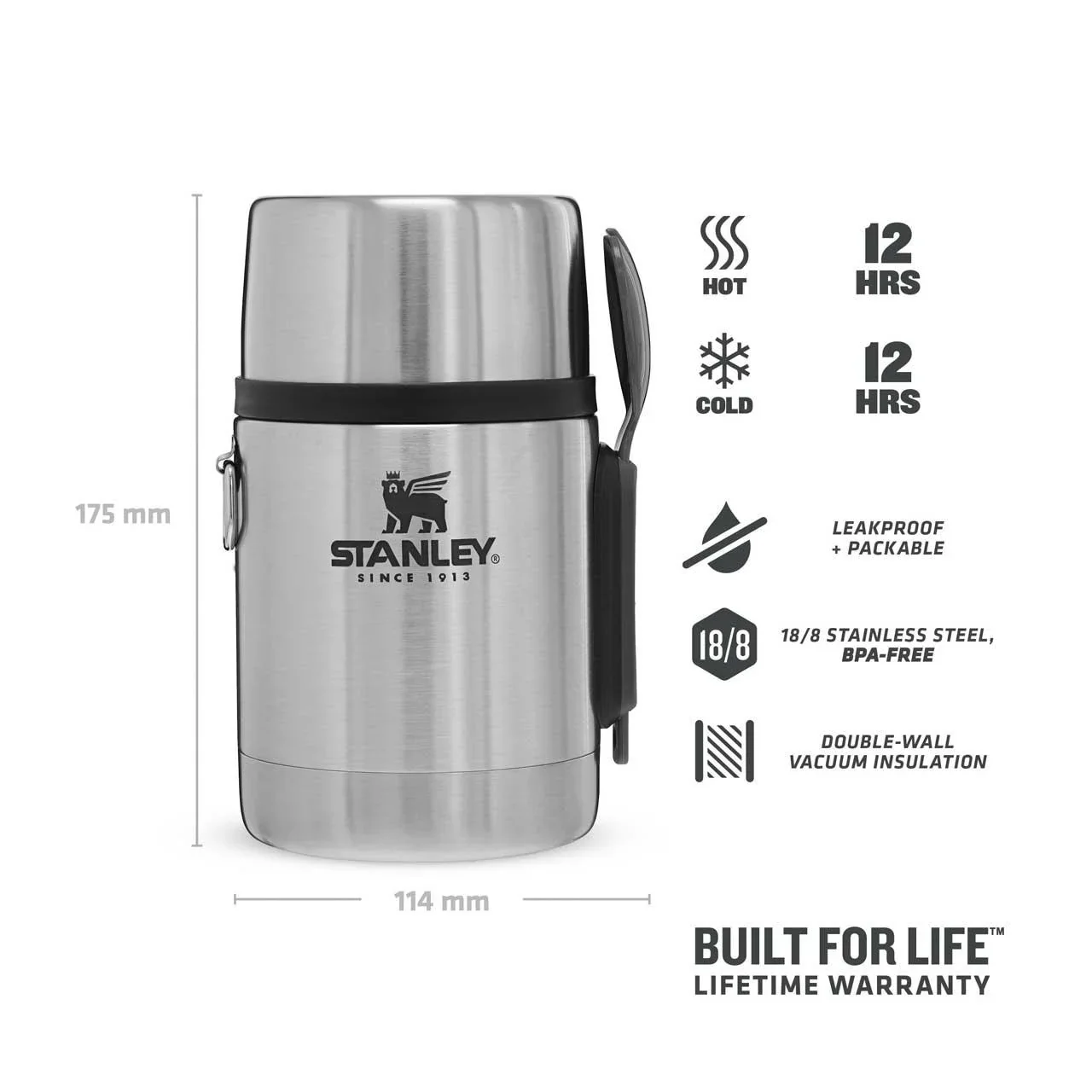 Adventure Food Jar, 532 ml, 18/8 Edelstahl, Vakuum-Isolation, Essbesteck, Kleinteilefach - 4