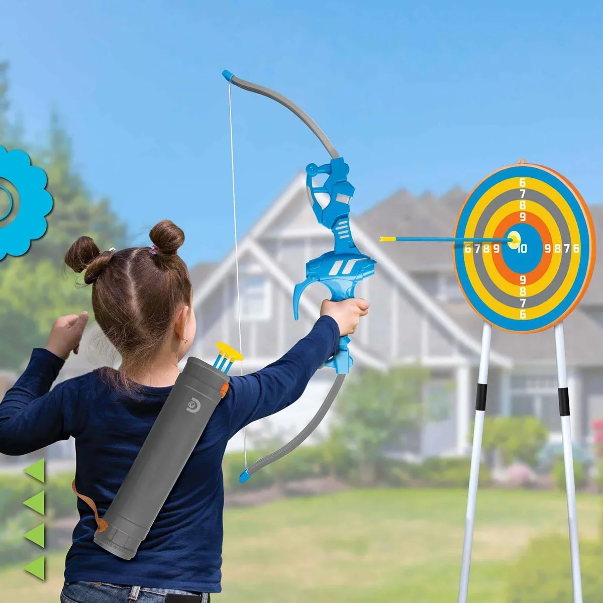 Discovery Kids Bullseye Bogenschießset mit LED-Licht zum Zielen - enthält 4 Pfeile und 1 Bogen - Köcher mit Riemen - 1