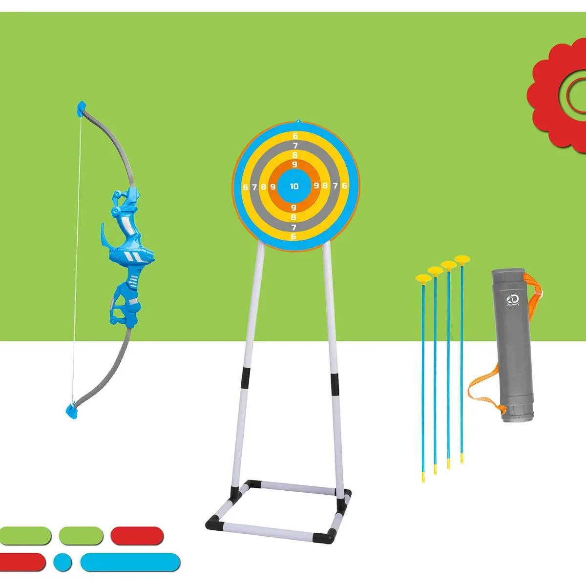 Discovery Kids Bullseye Bogenschießset mit LED-Licht zum Zielen - enthält 4 Pfeile und 1 Bogen - Köcher mit Riemen - 2