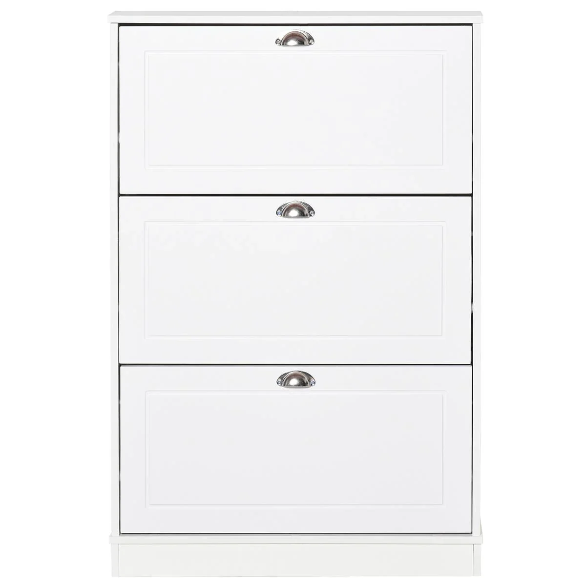 Schuhschrank Schuhregal geräumig hölzern mit Türen und Regalen Spanplatte Weiß 76,2 x 19 x 116,8 cm - 2