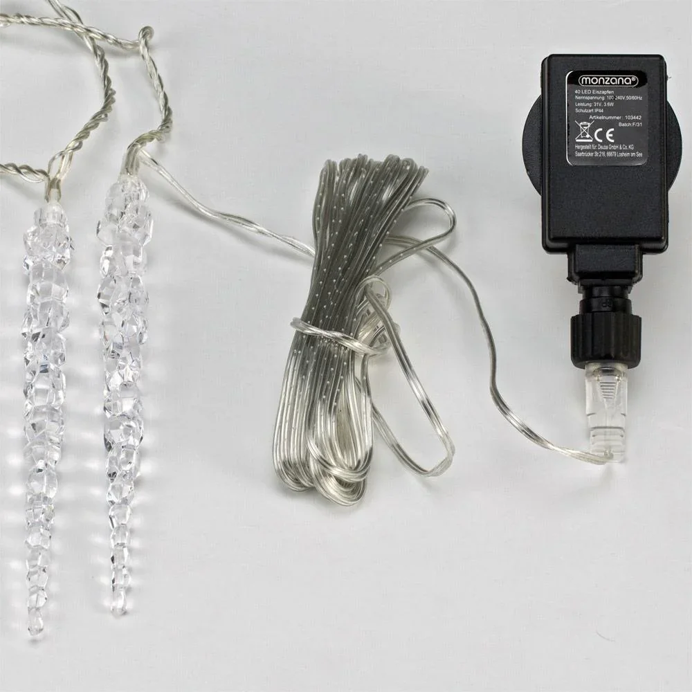 Weihnachts-Eiszapfen-Lichterkette 40 LED's 10,5m - 2