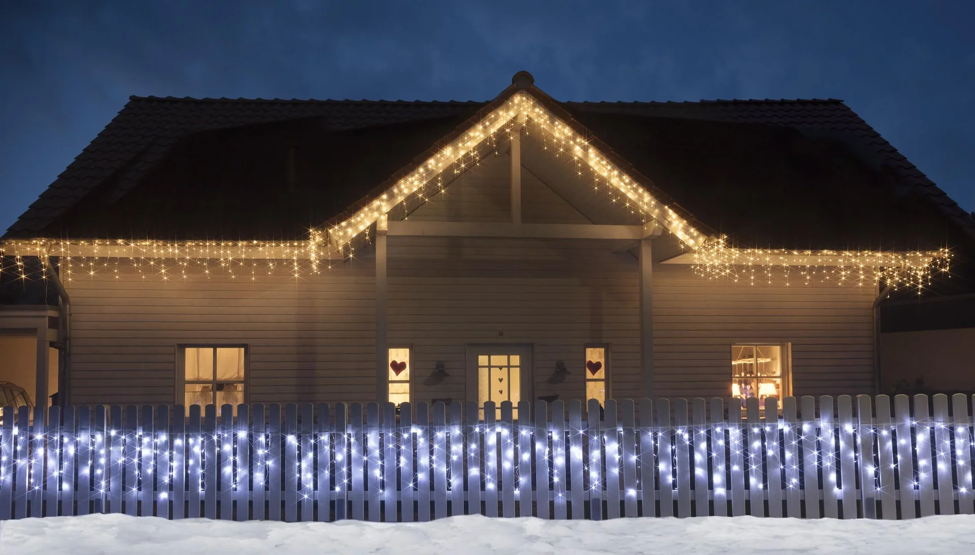 Eisregen Lichterkette mit 960 kaltweißen LED - Länge 24 m - 1