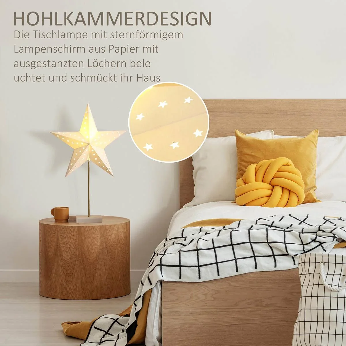 Tischlampe Stern Weihnachtsstern Lampe Papierstern Lampe Tischleuchte 5 Zacken 71 cm Leuchtstern Weihnachtsdekoration We - 0