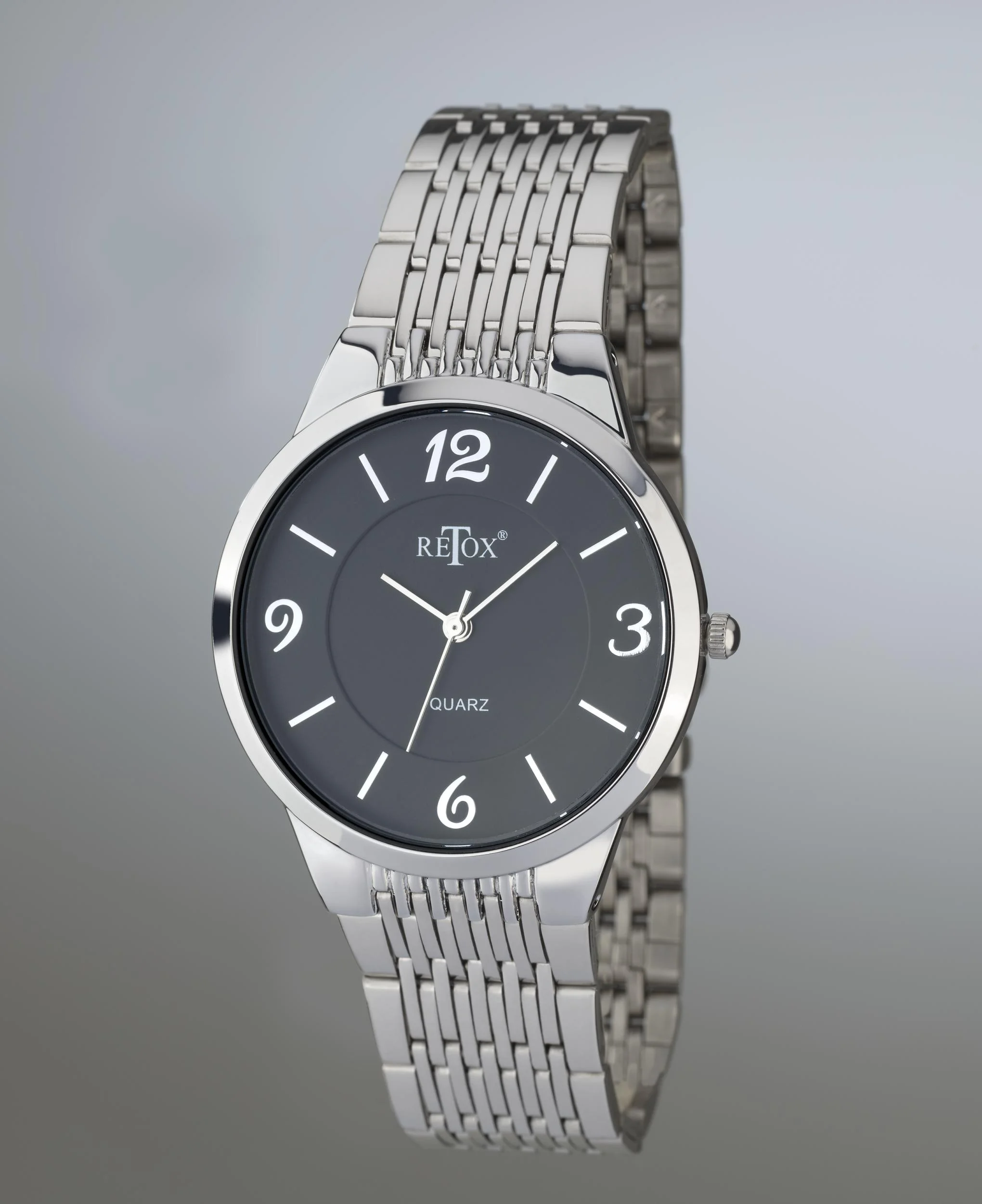 Damen und Herren Uhren Set, schwarzes Zifferblatt und Swarowski Kristall auf der Damenuhr - 1