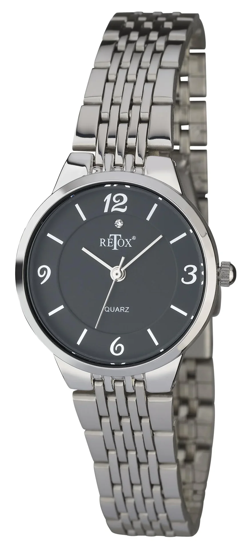 Damen und Herren Uhren Set, schwarzes Zifferblatt und Swarowski Kristall auf der Damenuhr - 2