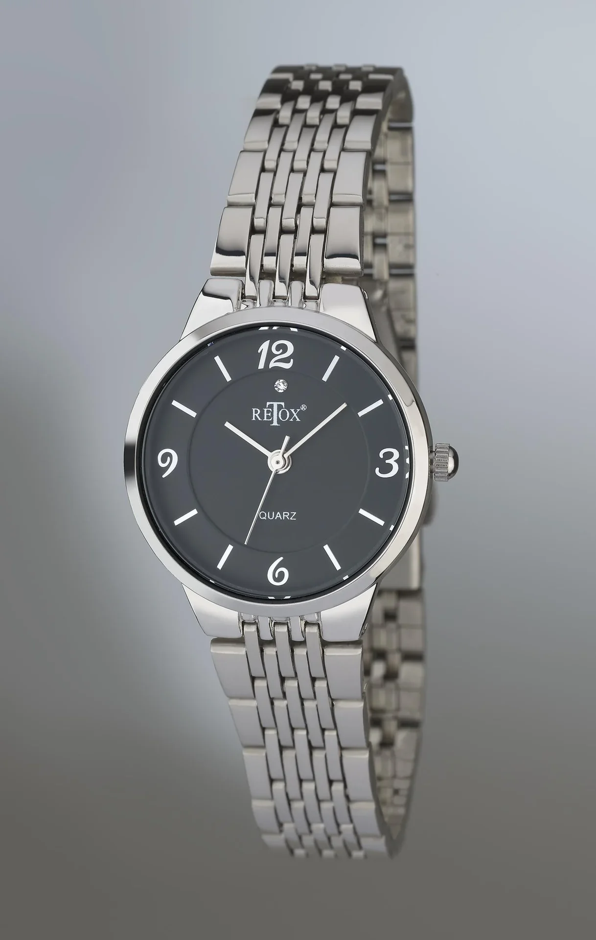 Damen und Herren Uhren Set, schwarzes Zifferblatt und Swarowski Kristall auf der Damenuhr - 3