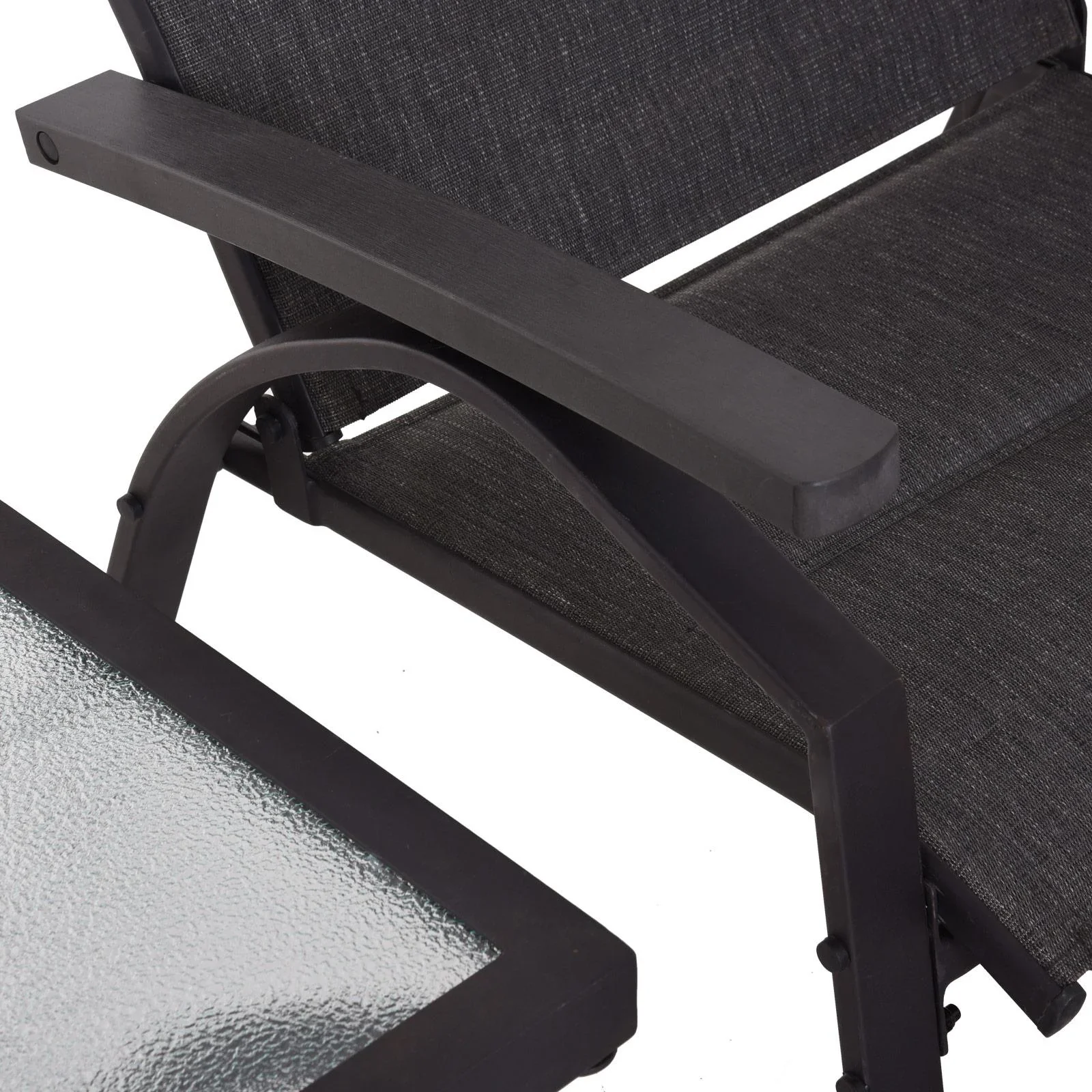 5 tlg, Gartengarnitur Gartensitzgruppe Gartentischset Gartenliege gepolstert Schwarz 2 x Sessel 2 x Hocker 1 x Tisch - 4