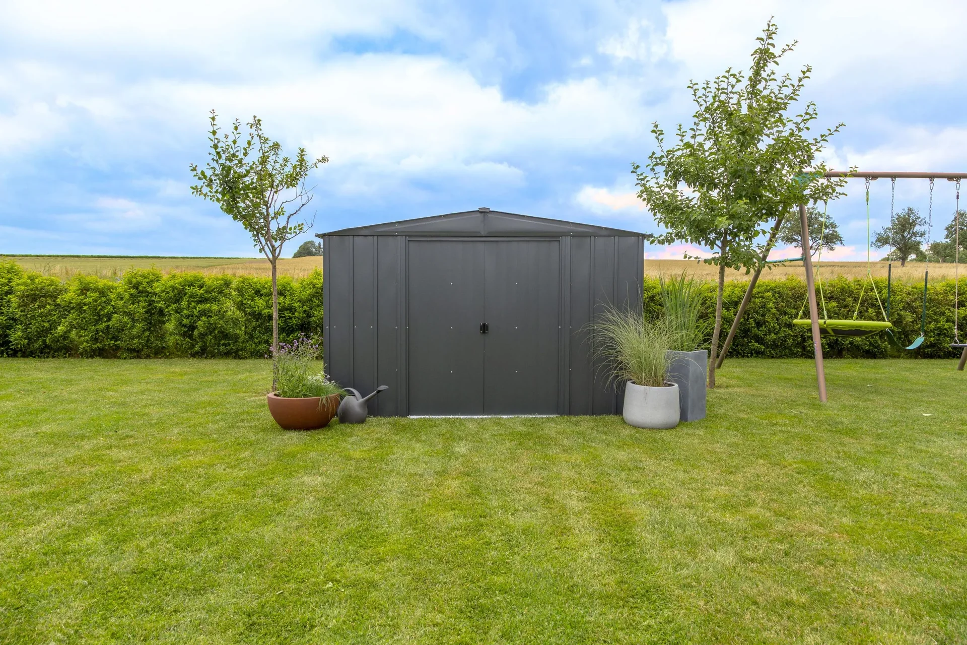 Metallgerätehaus, grau, 313x242x198 cm - 0