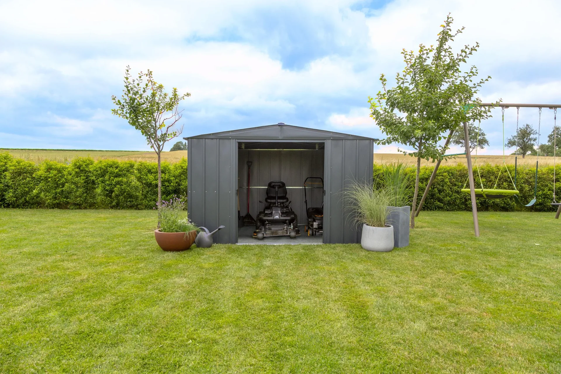 Metallgerätehaus, grau, 313x242x198 cm - 4