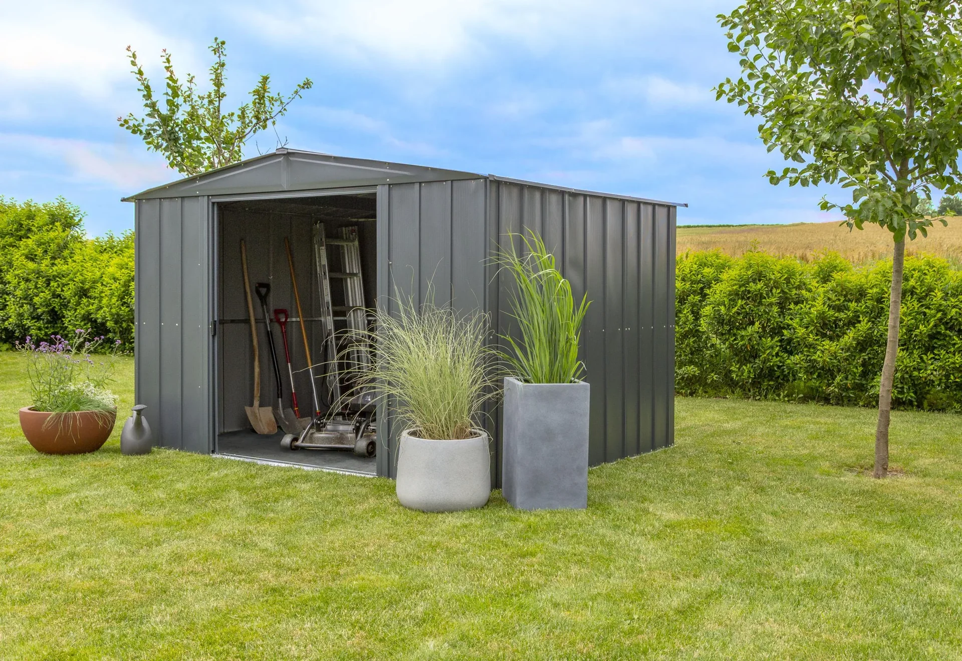 Metallgerätehaus, grau, 313x242x198 cm - 9