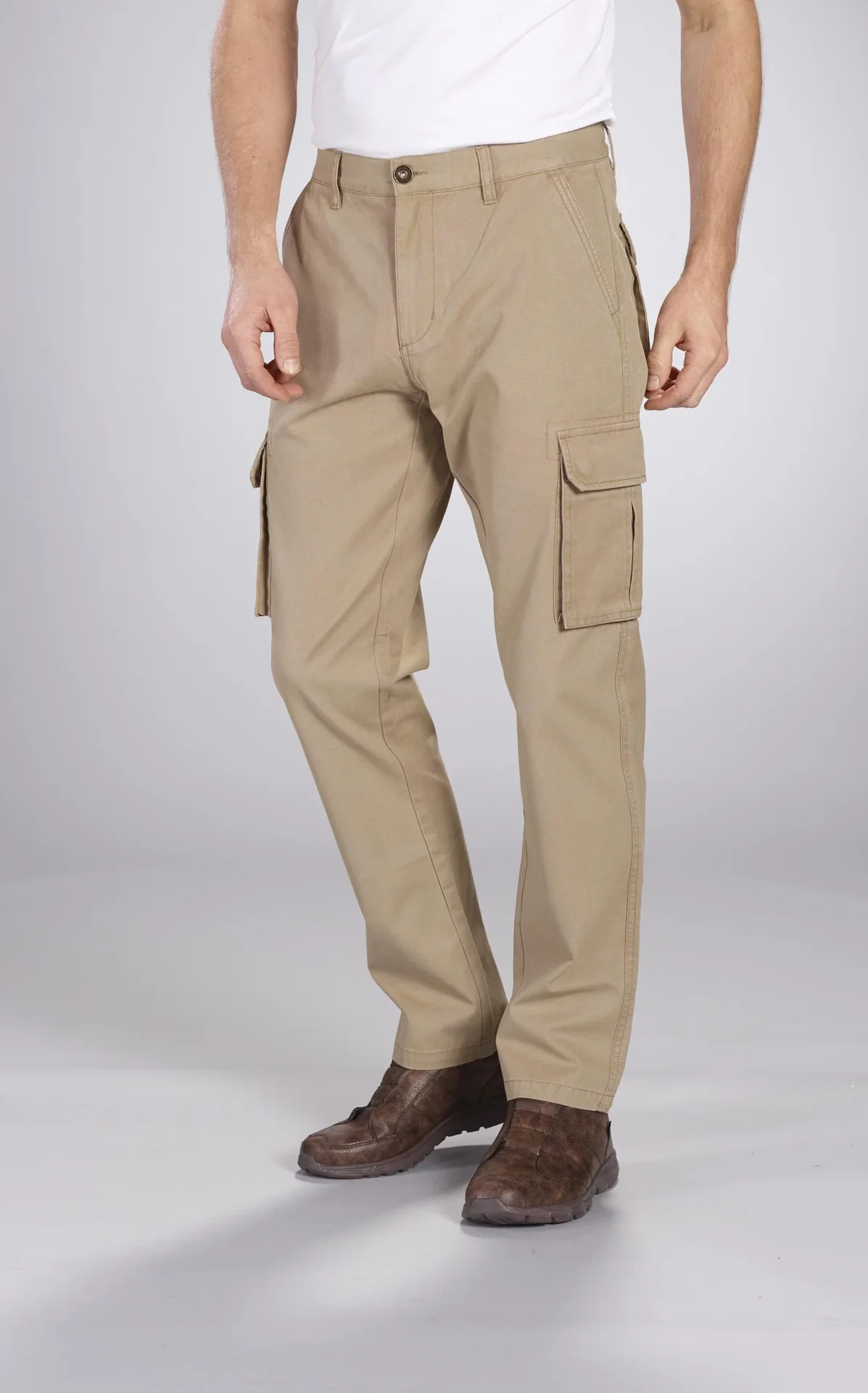 Cargohose mit 2 aufgesetzten Beintaschen, Farbe beige, Gr.48 - 1