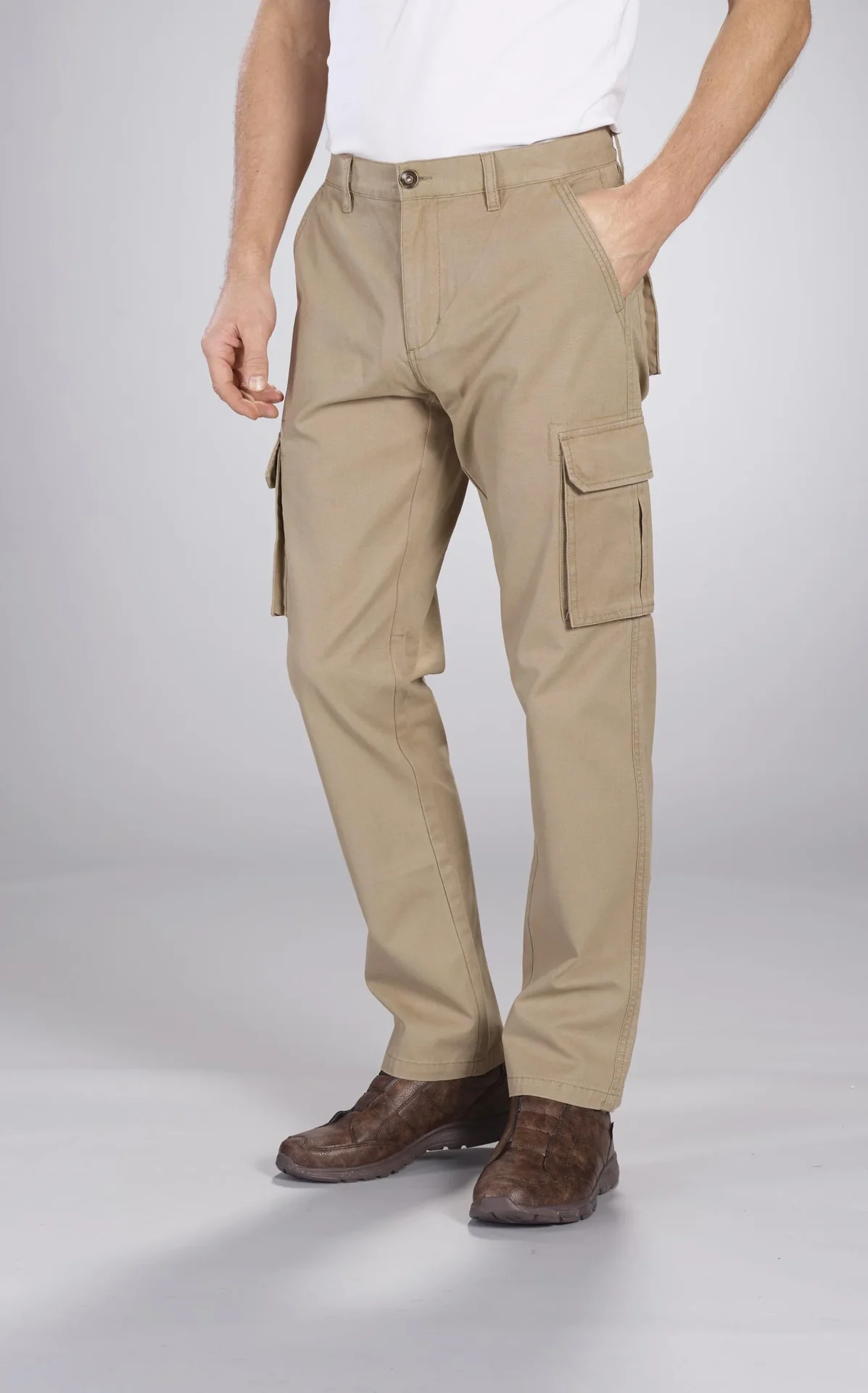 Cargohose mit 2 aufgesetzten Beintaschen, Farbe beige, Gr.48 - 2