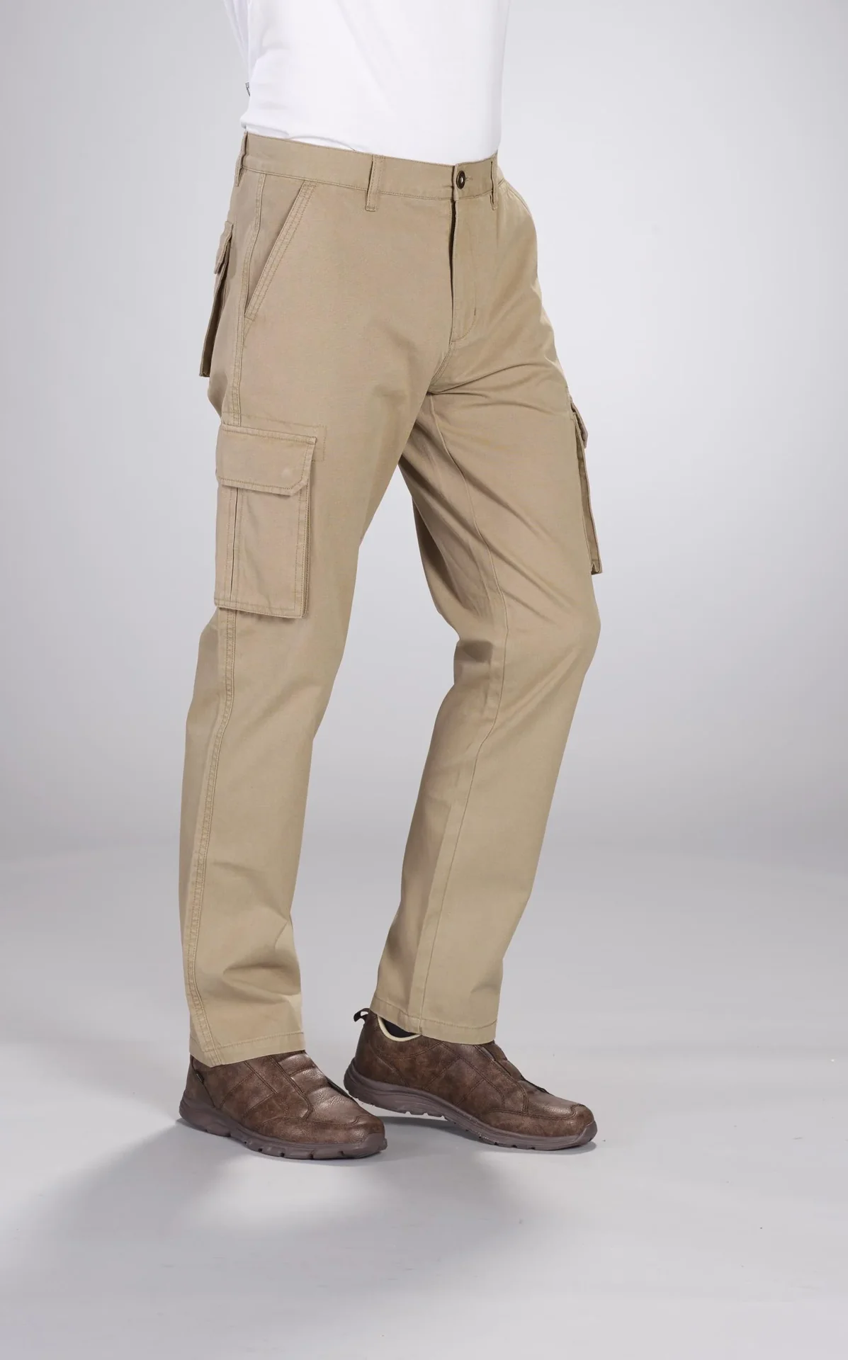 Cargohose mit 2 aufgesetzten Beintaschen, Farbe beige, Gr.48 - 3