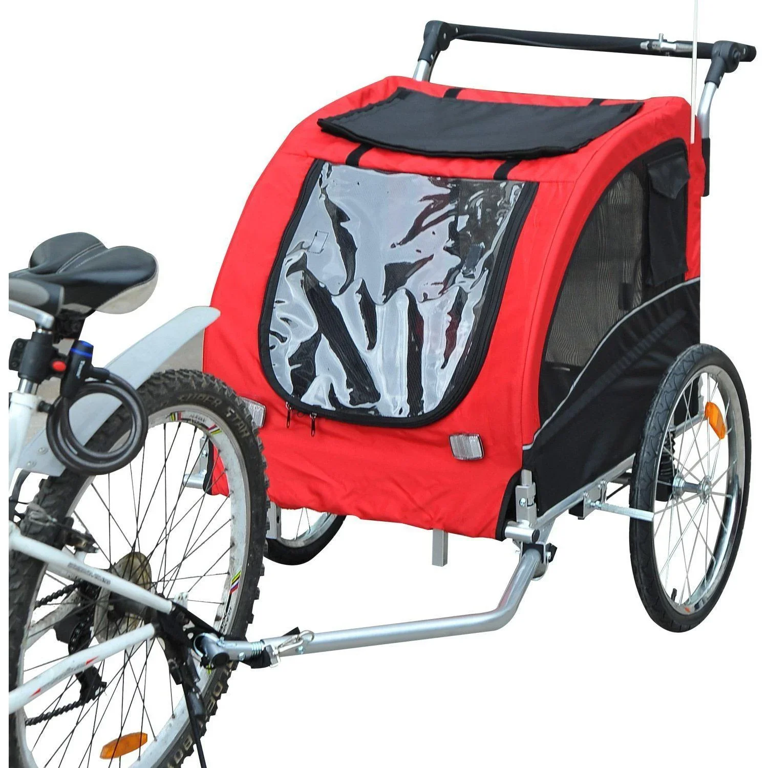 Hundeanhänger Fahrradanhänger Jogger rot-schwarz - 1